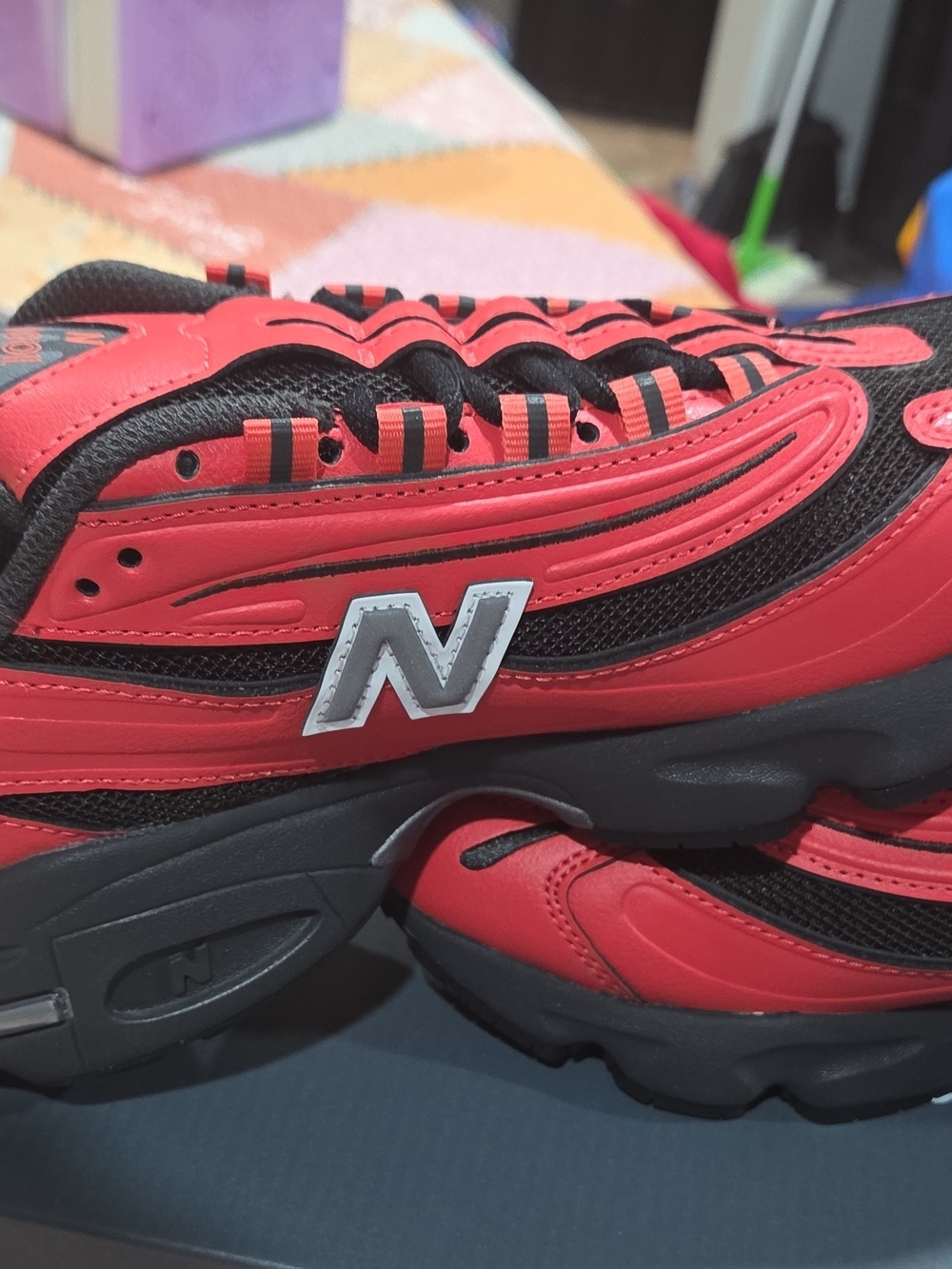 New Balance Red and Black Mens Athletic Sneakers